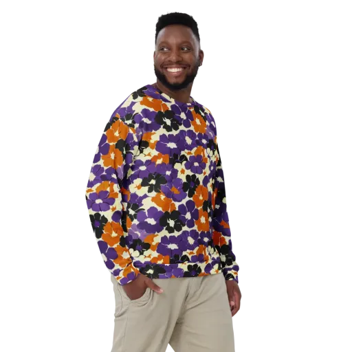 Violet Ember Bloom on a Sweatshirt