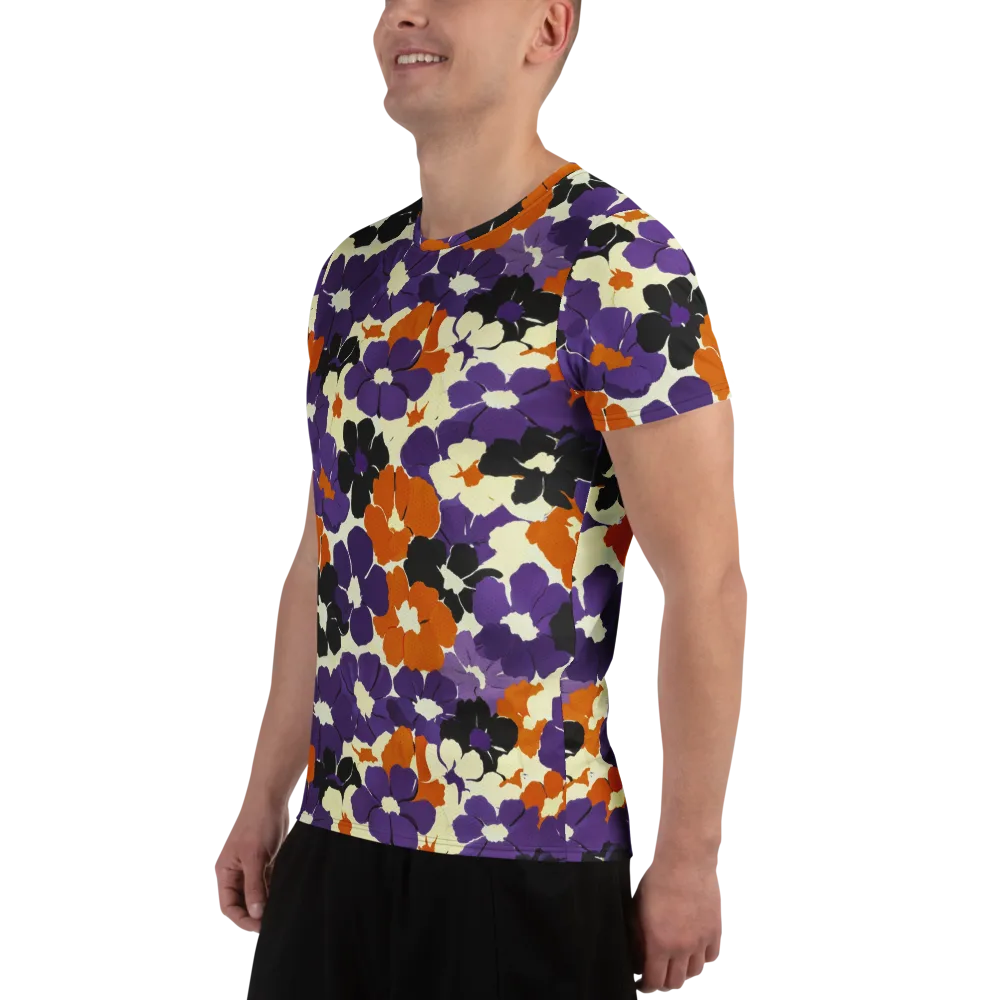 Violet Ember Bloom on Men's Athletic T-Shirt — Left