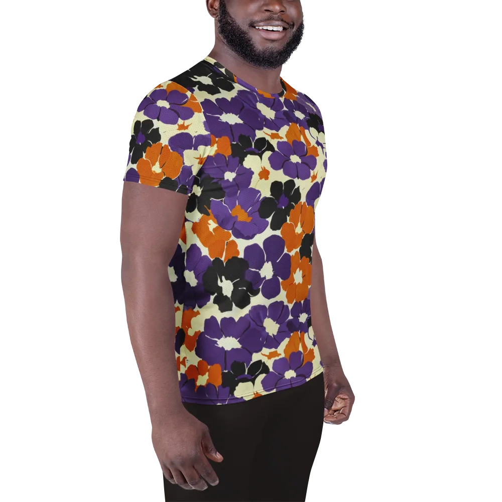 Violet Ember Bloom on Men's Athletic T-Shirt — Right