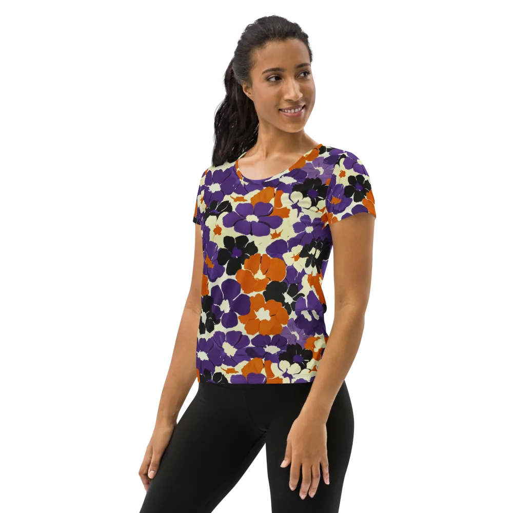 Violet Ember Bloom on Women's Athletic T-Shirt — Left