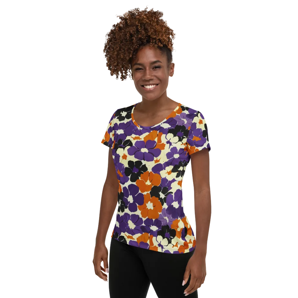 Violet Ember Bloom on Women's Athletic T-Shirt — Left