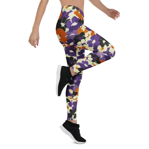 Violet Ember Bloom on a Leggings