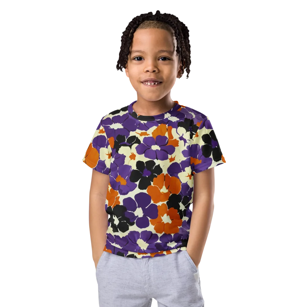 Violet Ember Bloom on Kids Crew Neck T-Shirt — Front
