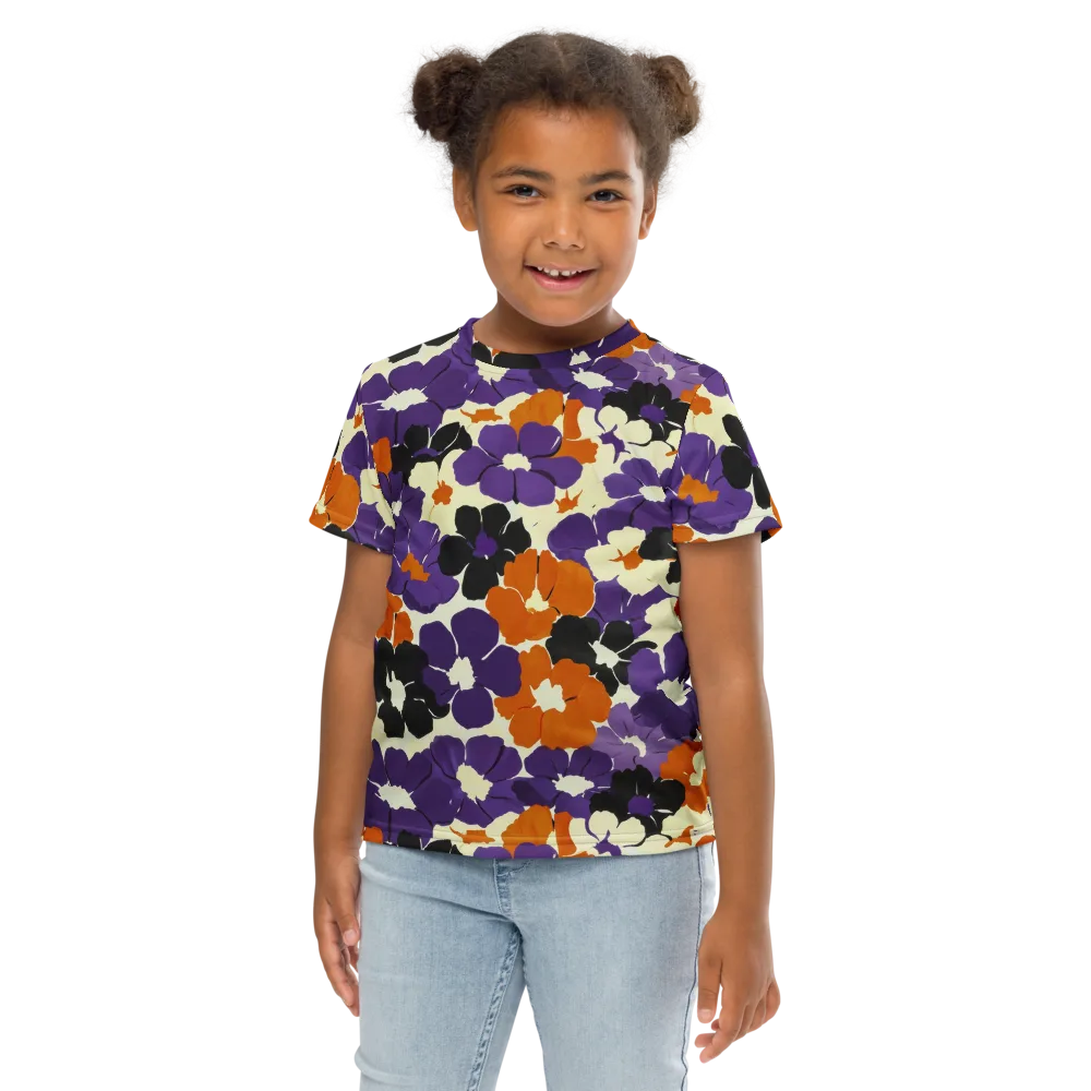 Violet Ember Bloom on Kids Crew Neck T-Shirt — Front
