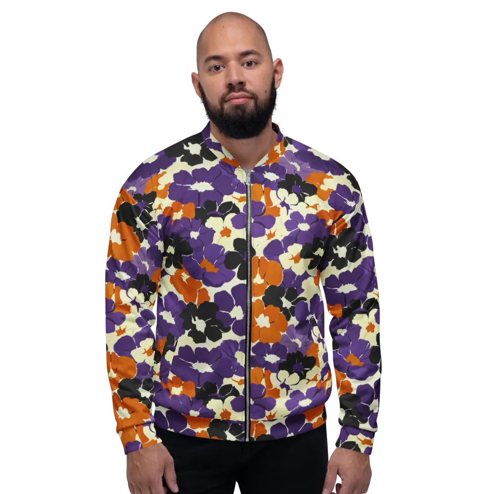 Violet Ember Bloom on Bomber Jacket — Front