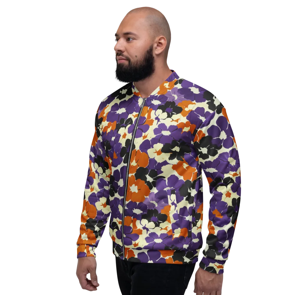 Violet Ember Bloom on Bomber Jacket — Left