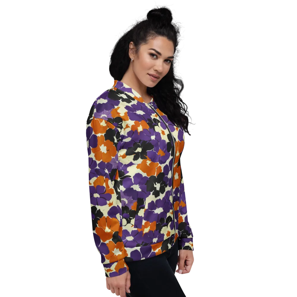 Violet Ember Bloom on Bomber Jacket — Right