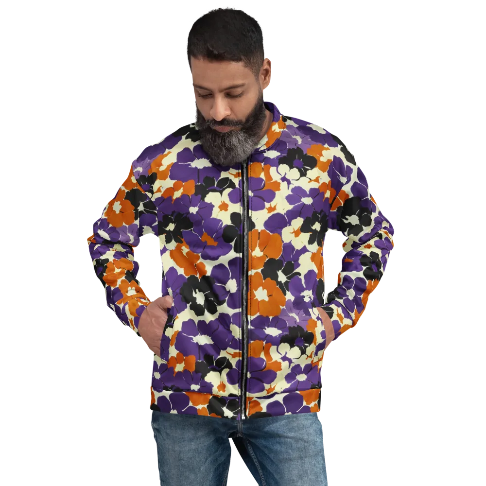 Violet Ember Bloom on Bomber Jacket — Front