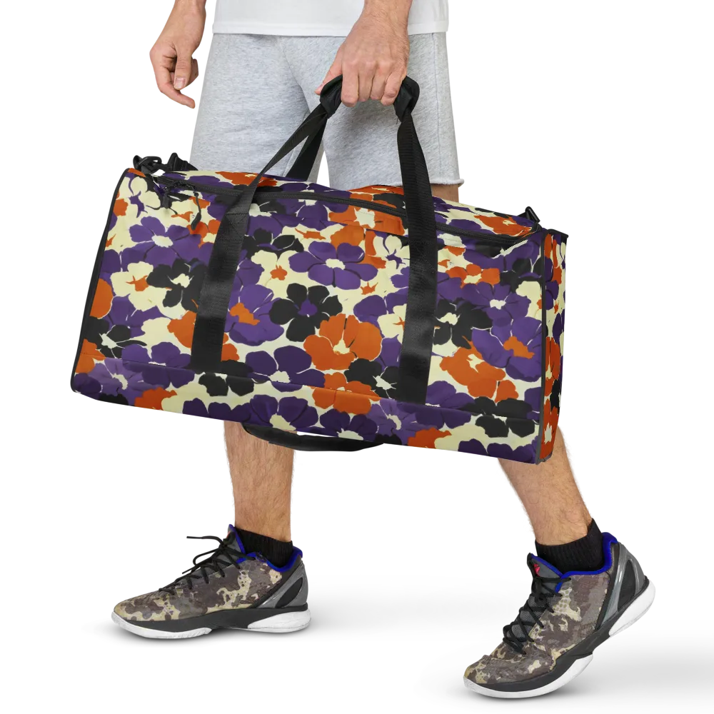 Violet Ember Bloom on Duffle Bag — Front