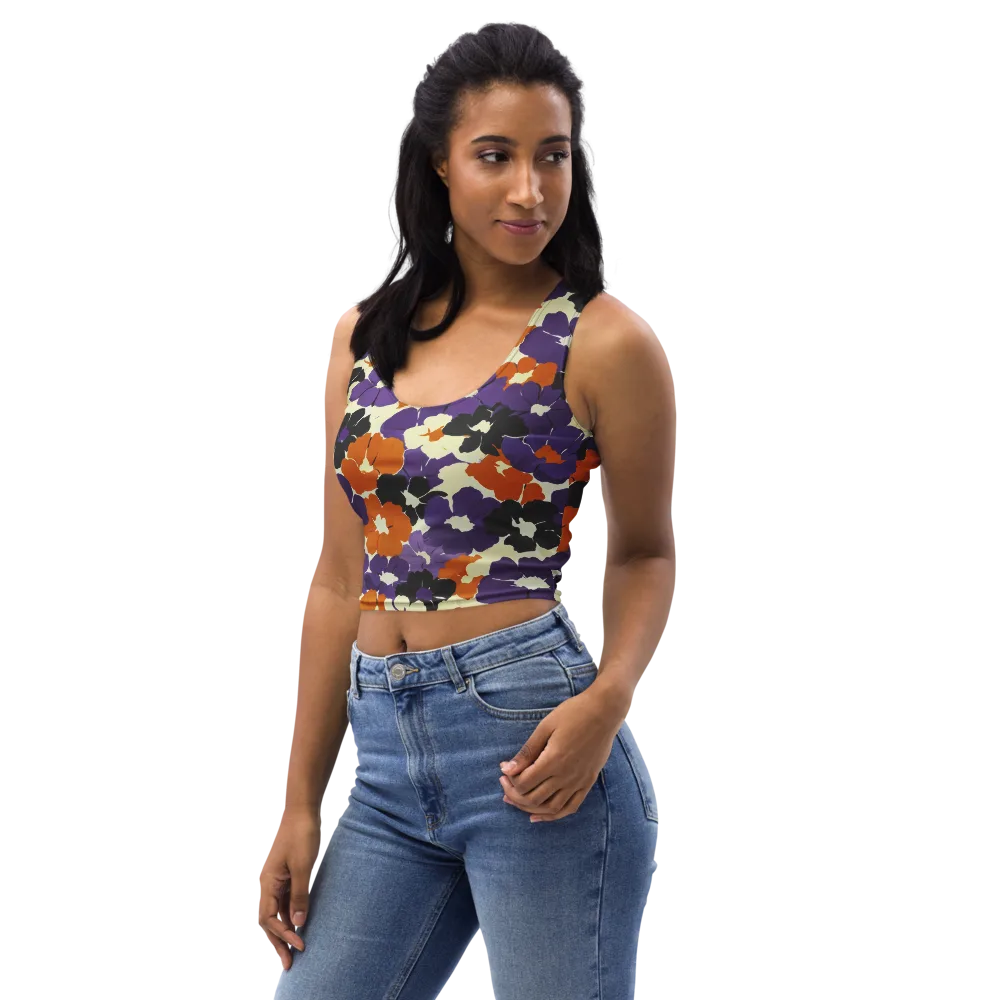 Violet Ember Bloom on Crop Top — Left Front
