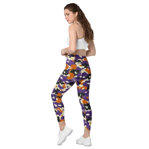 Violet Ember Bloom on a Leggings with Pockets