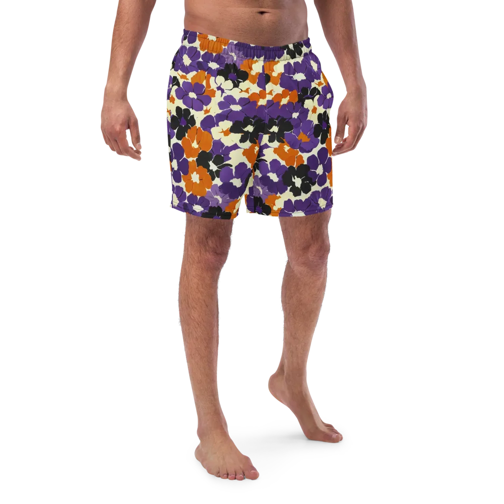 Violet Ember Bloom on Swim Trunks — Front