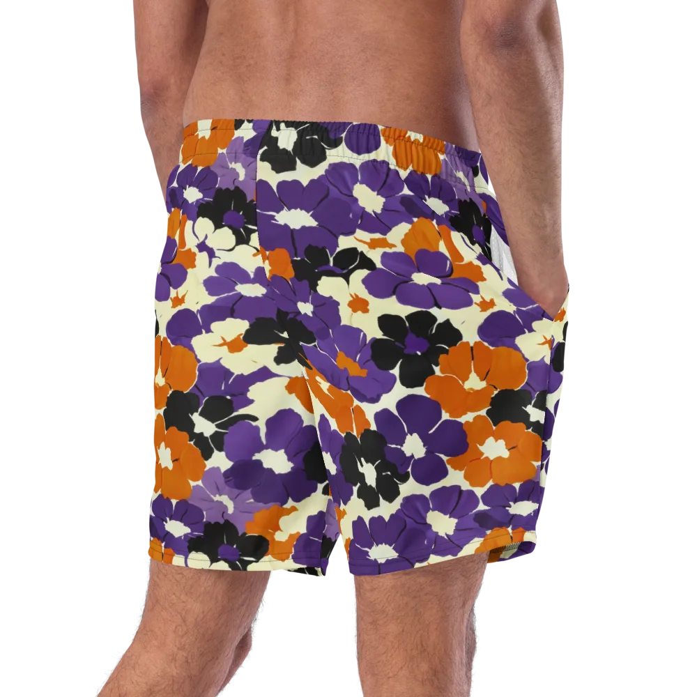 Violet Ember Bloom on Swim Trunks — Right Back