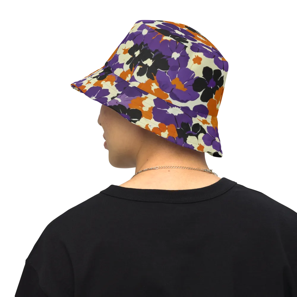 Violet Ember Bloom on Reversible Bucket Hat — Back Inside