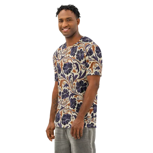 Velvet Scroll on a Men's Cotton Crew Neck T-Shirt