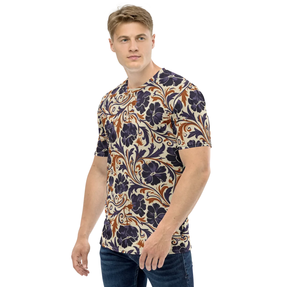Velvet Scroll on Men's Crew Neck T-Shirt — Left