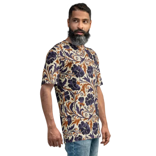 Velvet Scroll on a Men's Crew Neck T-Shirt