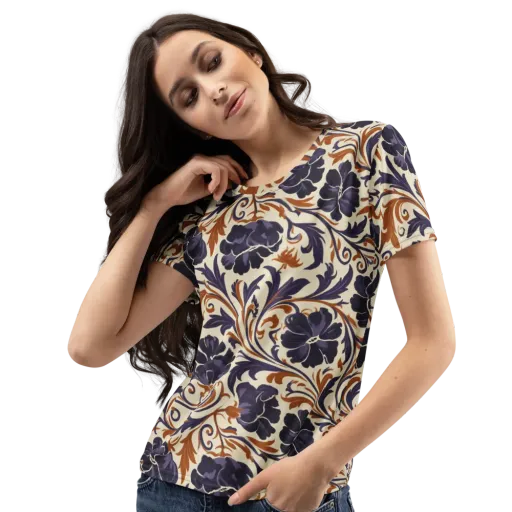 Velvet Scroll on a Women's Crew Neck T-Shirt