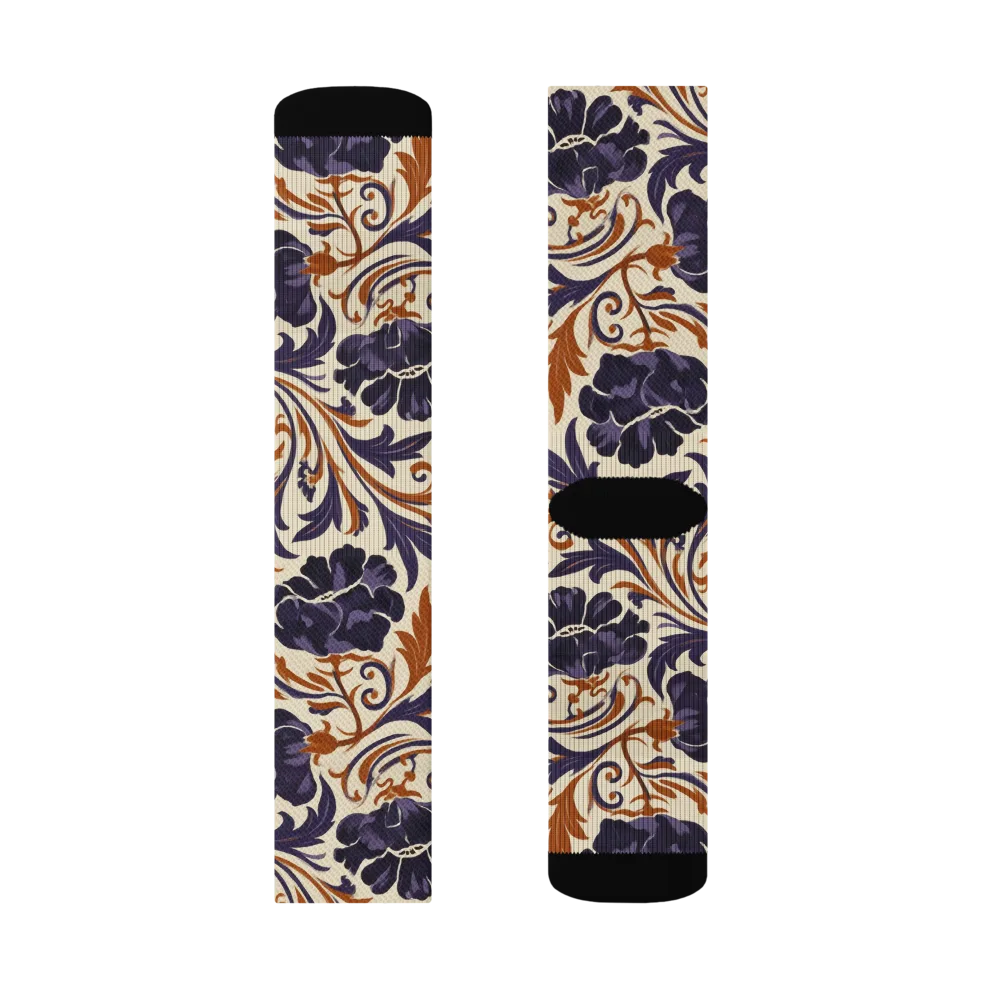 Velvet Scroll on Socks — Left Sock