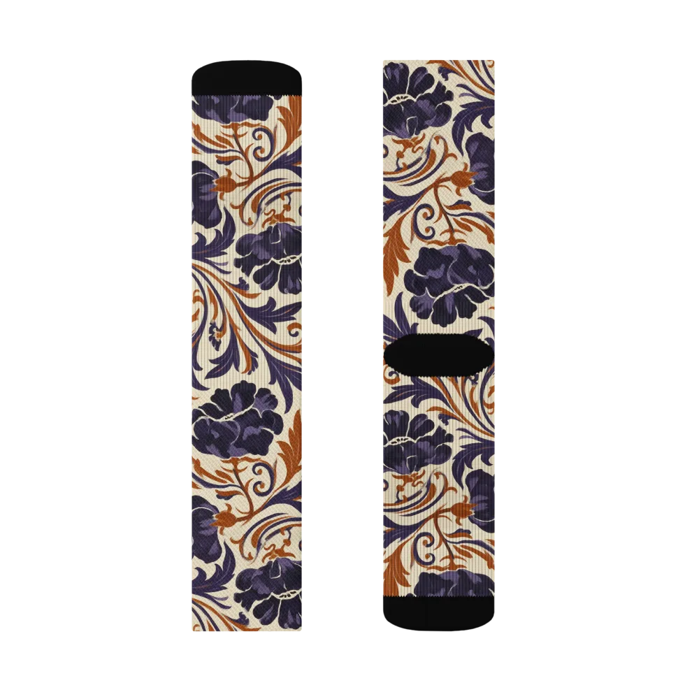 Velvet Scroll on Socks — Right Sock