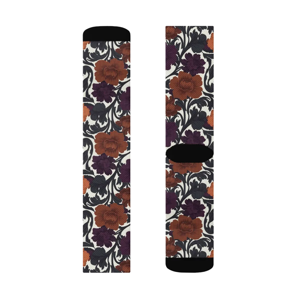 Plum And Persimmon on Socks — Left Sock