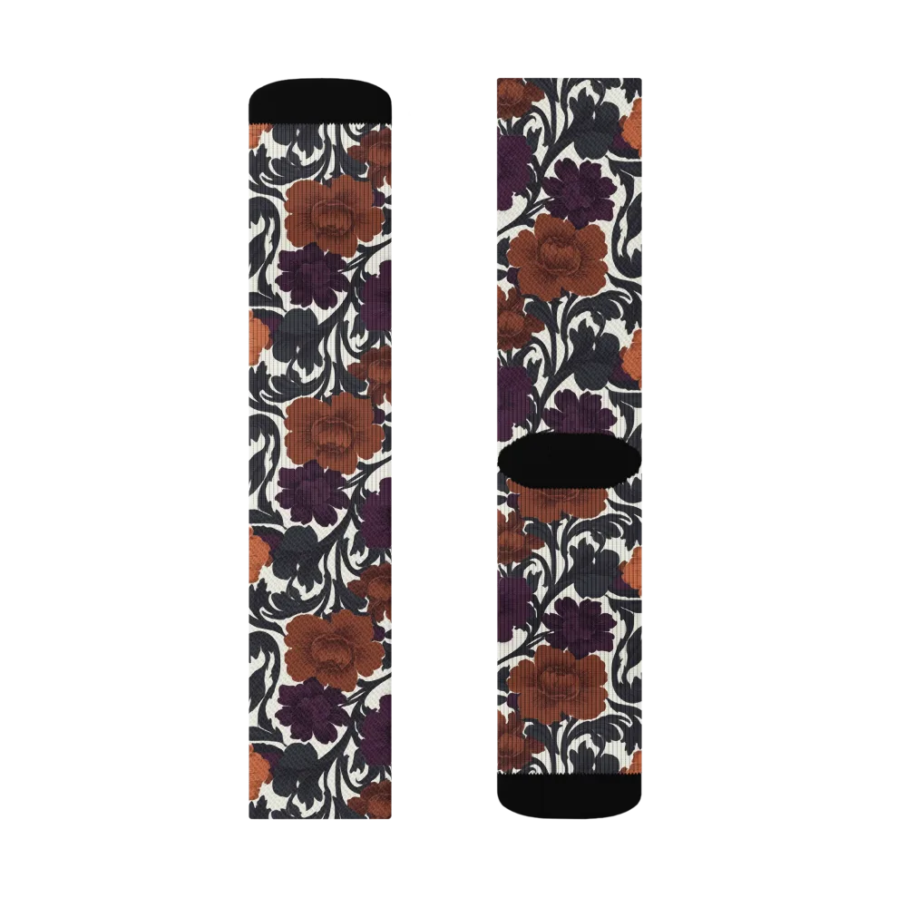 Plum And Persimmon on Socks — Right Sock
