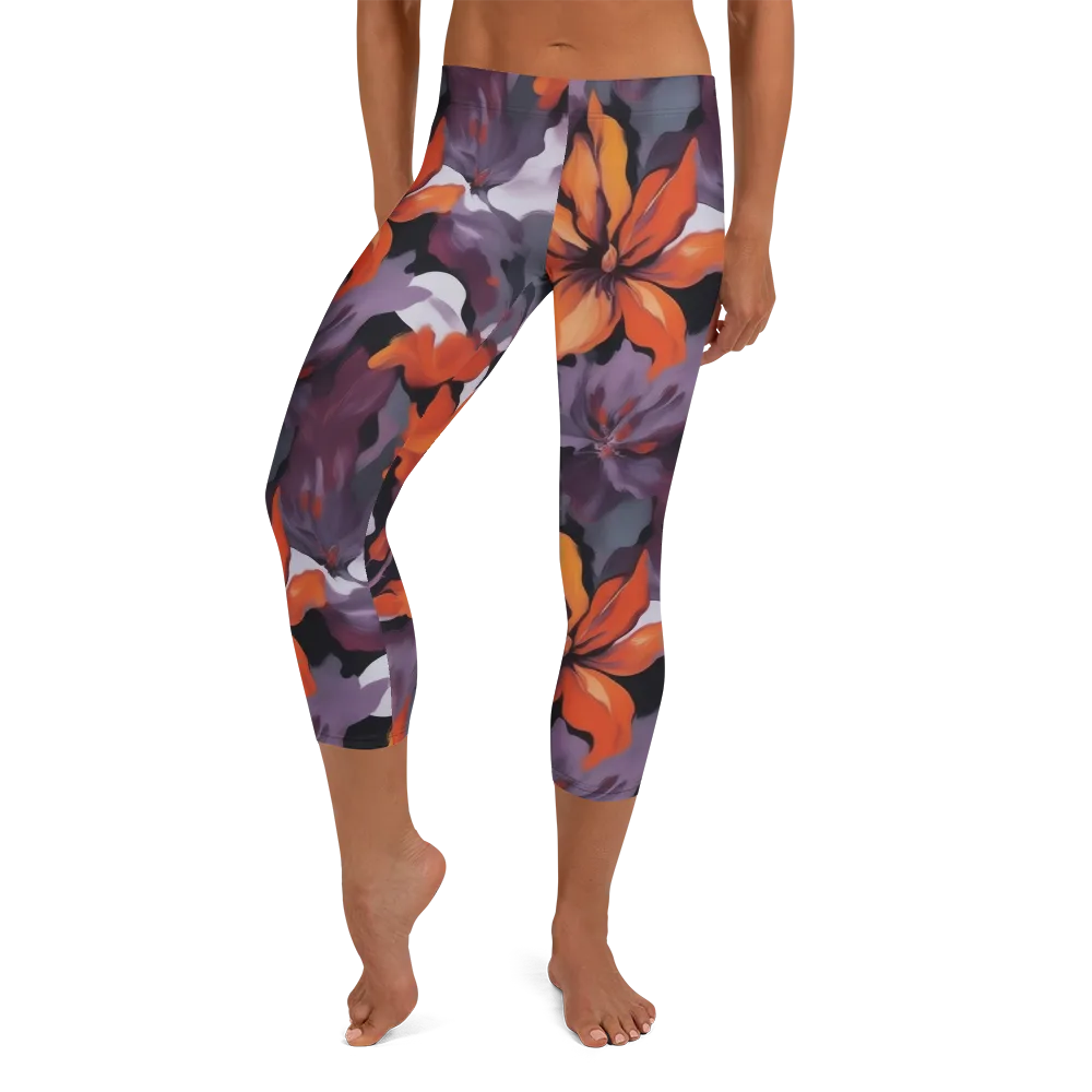 Velvet Flame on Capri Leggings — Front