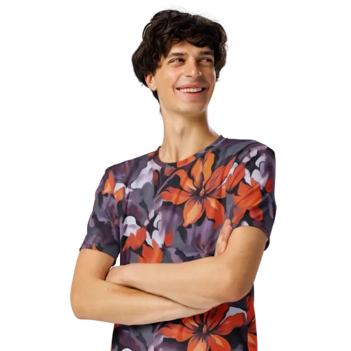 Velvet Flame on a Men's Crew Neck T-Shirt