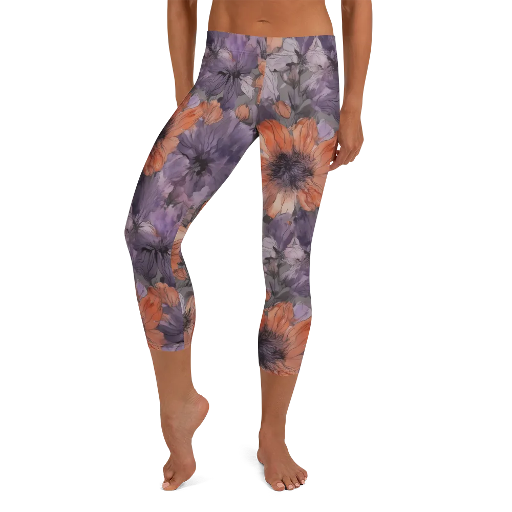 Poppy Dusk on Capri Leggings — Front