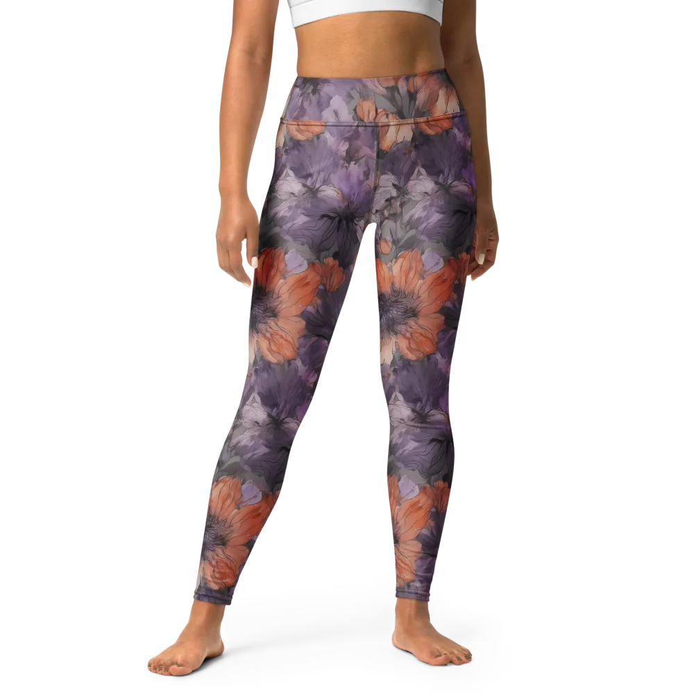 Poppy Dusk on Yoga Leggings — Front