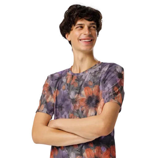 Poppy Dusk on a Men's Crew Neck T-Shirt