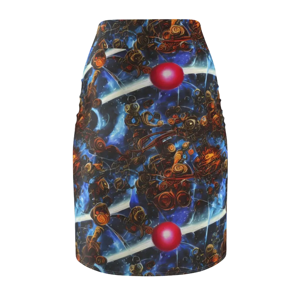Pimenov's Cosmos on Pencil Skirt — Back