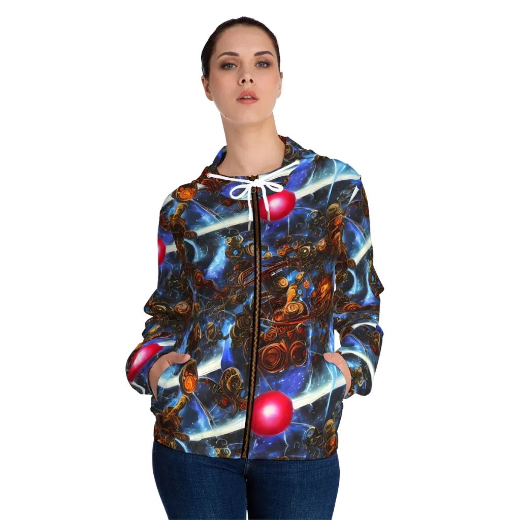 Pimenov's Cosmos on Women's Full-Zip Hoodie — Front On Person