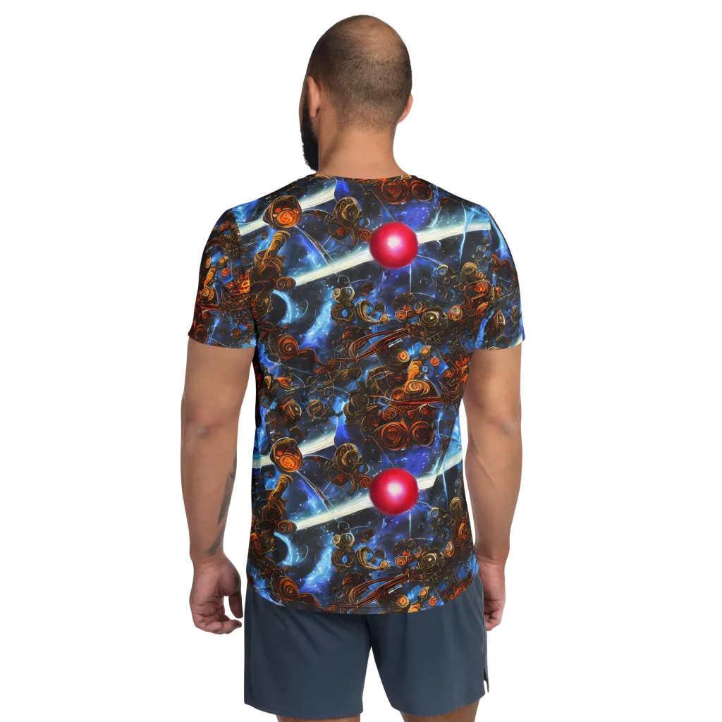Pimenov's Cosmos on Men's Athletic T-Shirt — Back