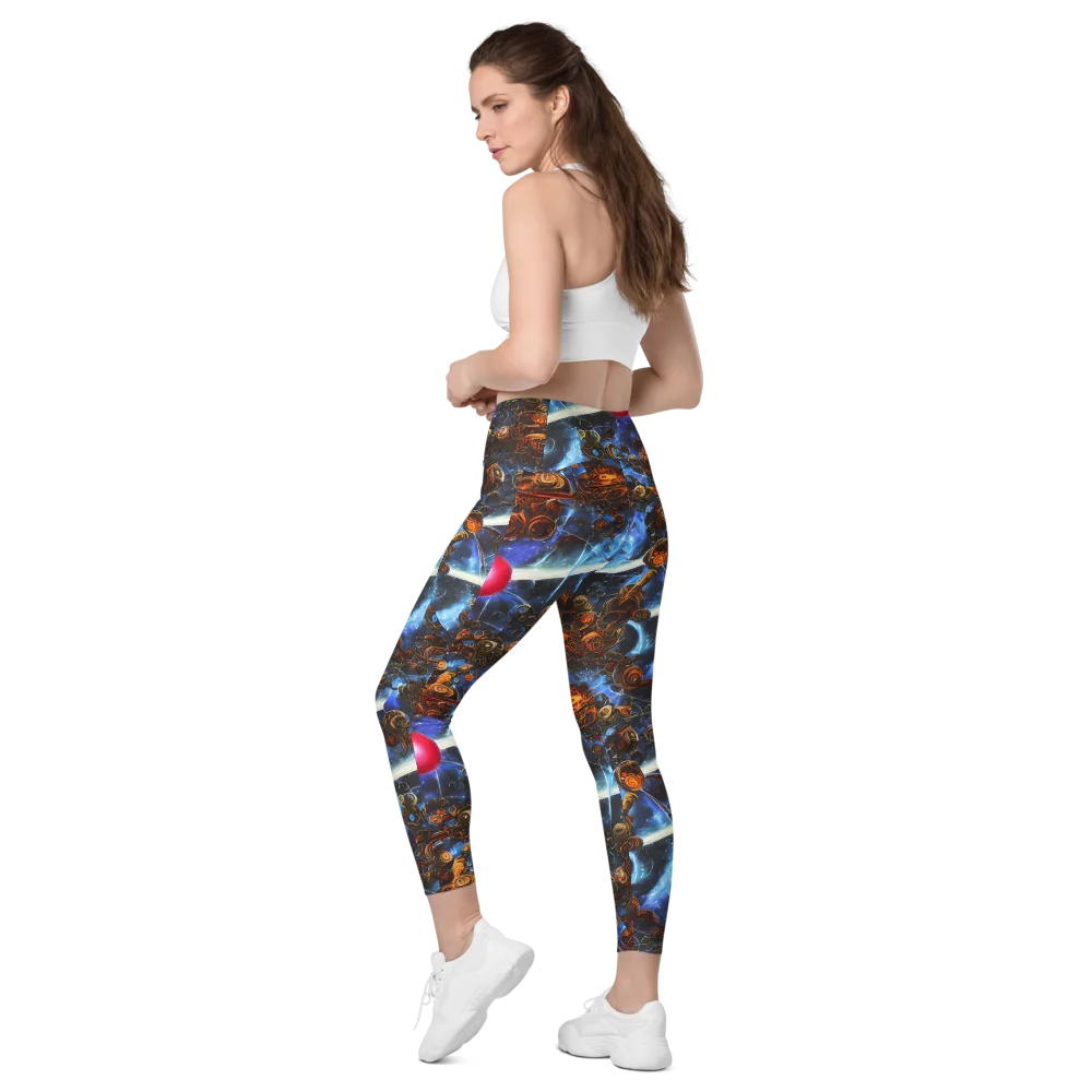 Pimenov's Cosmos on Leggings with Pockets — Left Back