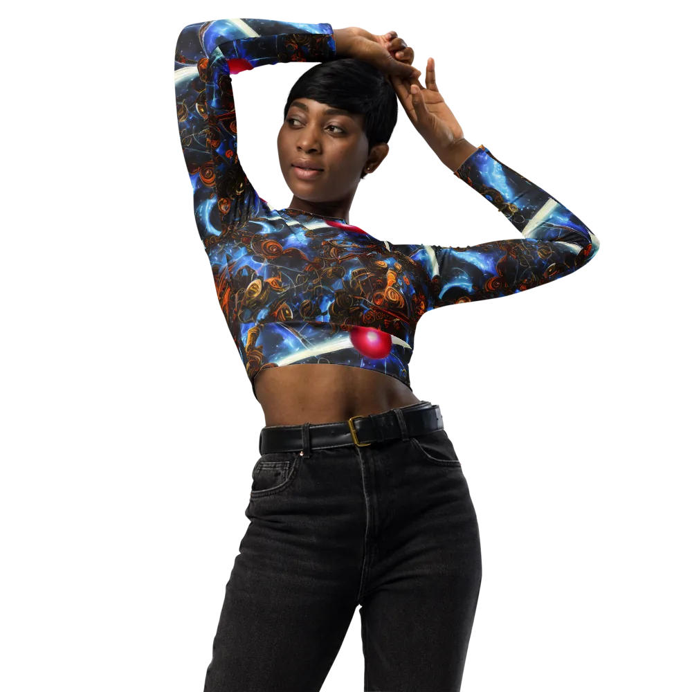 Pimenov's Cosmos on Long Sleeve Crop Top — Front