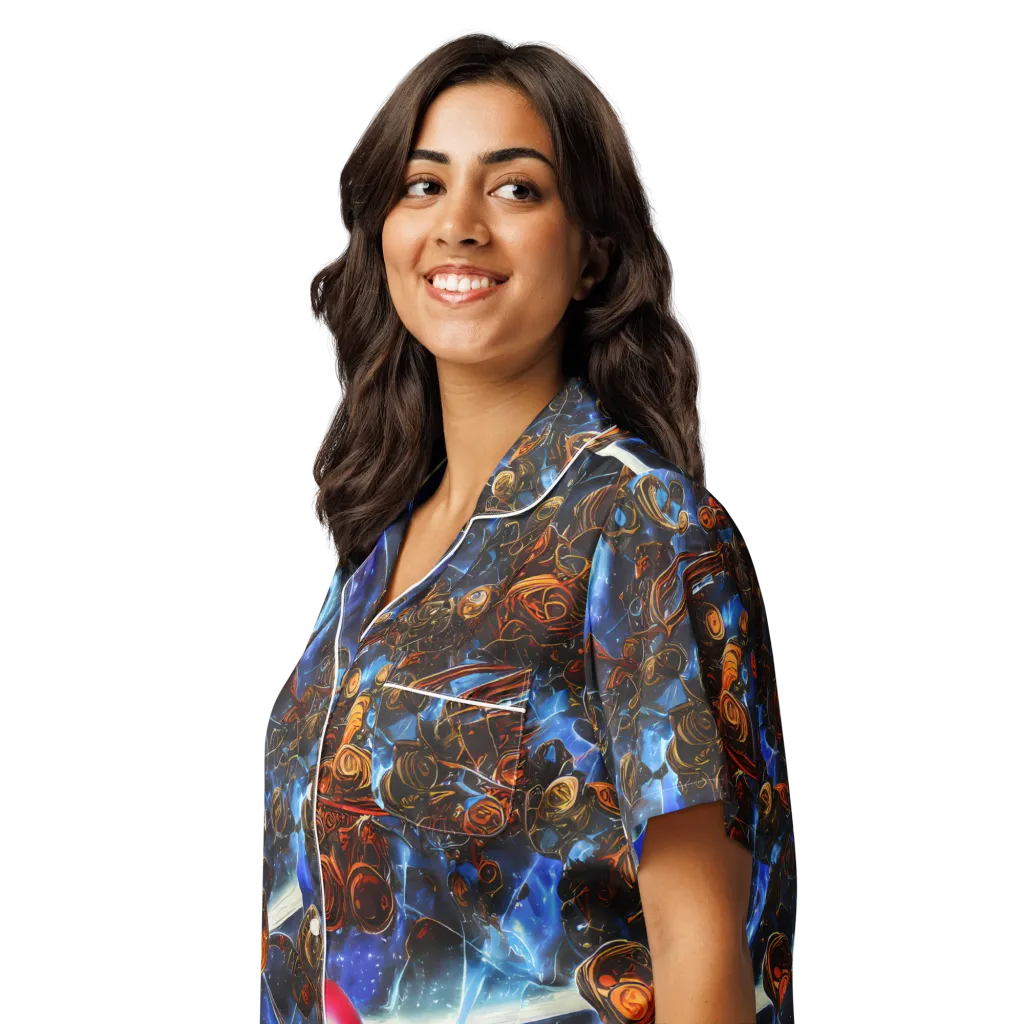 Pimenov's Cosmos on Women's Short Sleeve Pajama Top — Left Front