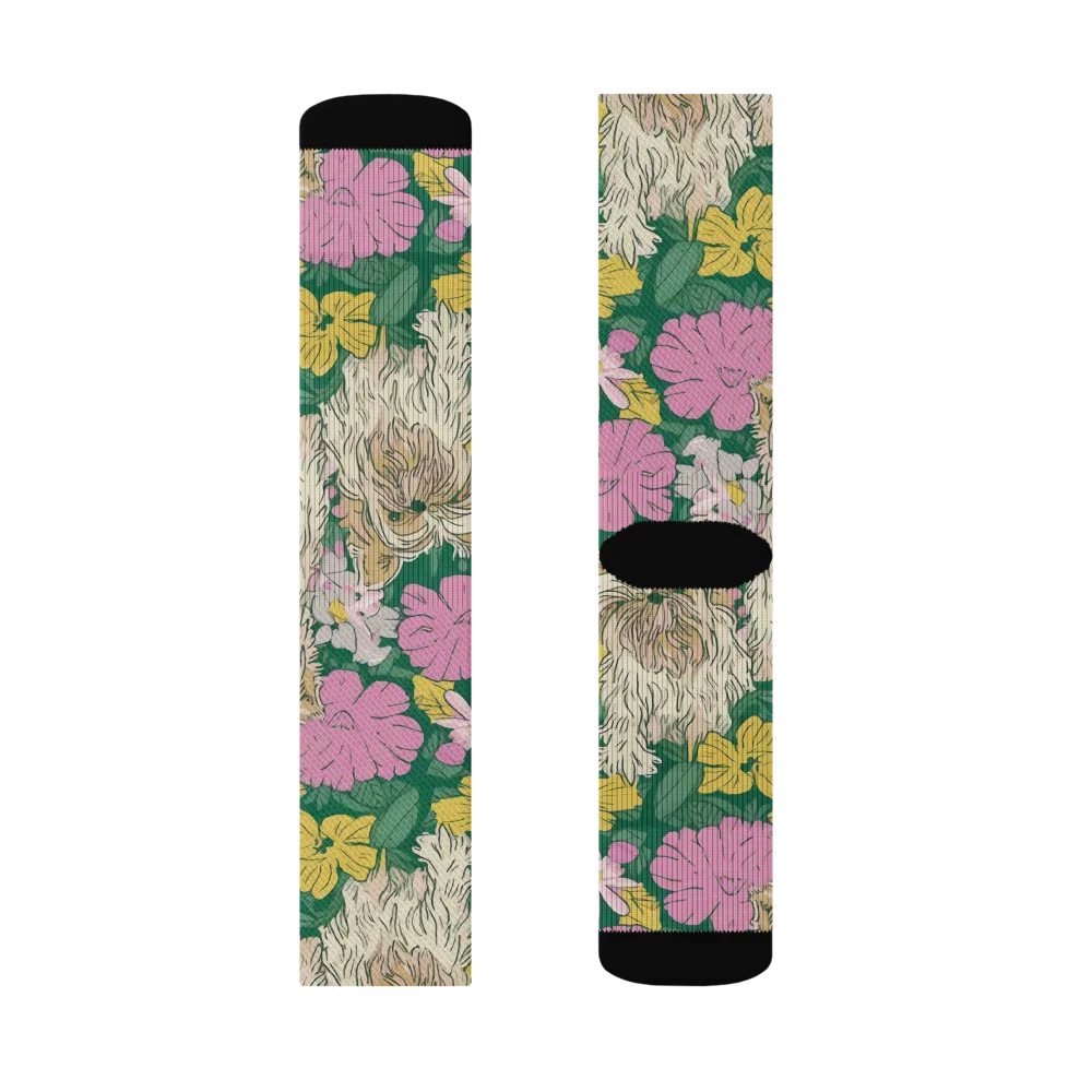 Garden Yorkies on Socks — Right Sock