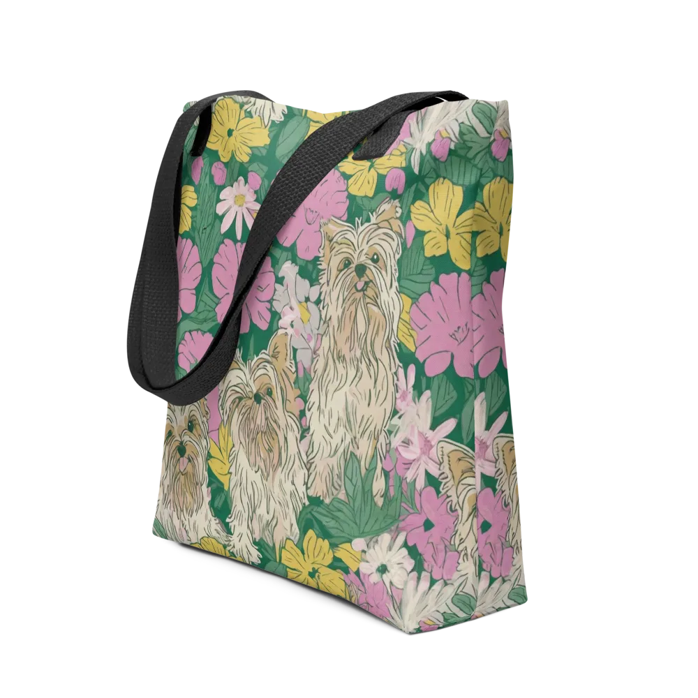 Garden Yorkies on Tote Bag — Front