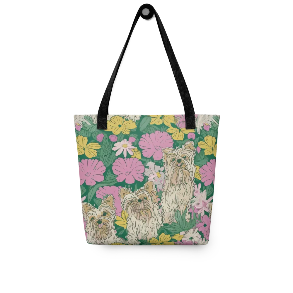 Garden Yorkies on Tote Bag — Front