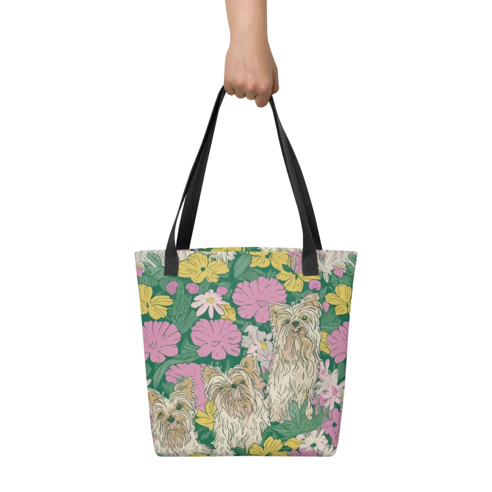 Garden Yorkies on Tote Bag — Front