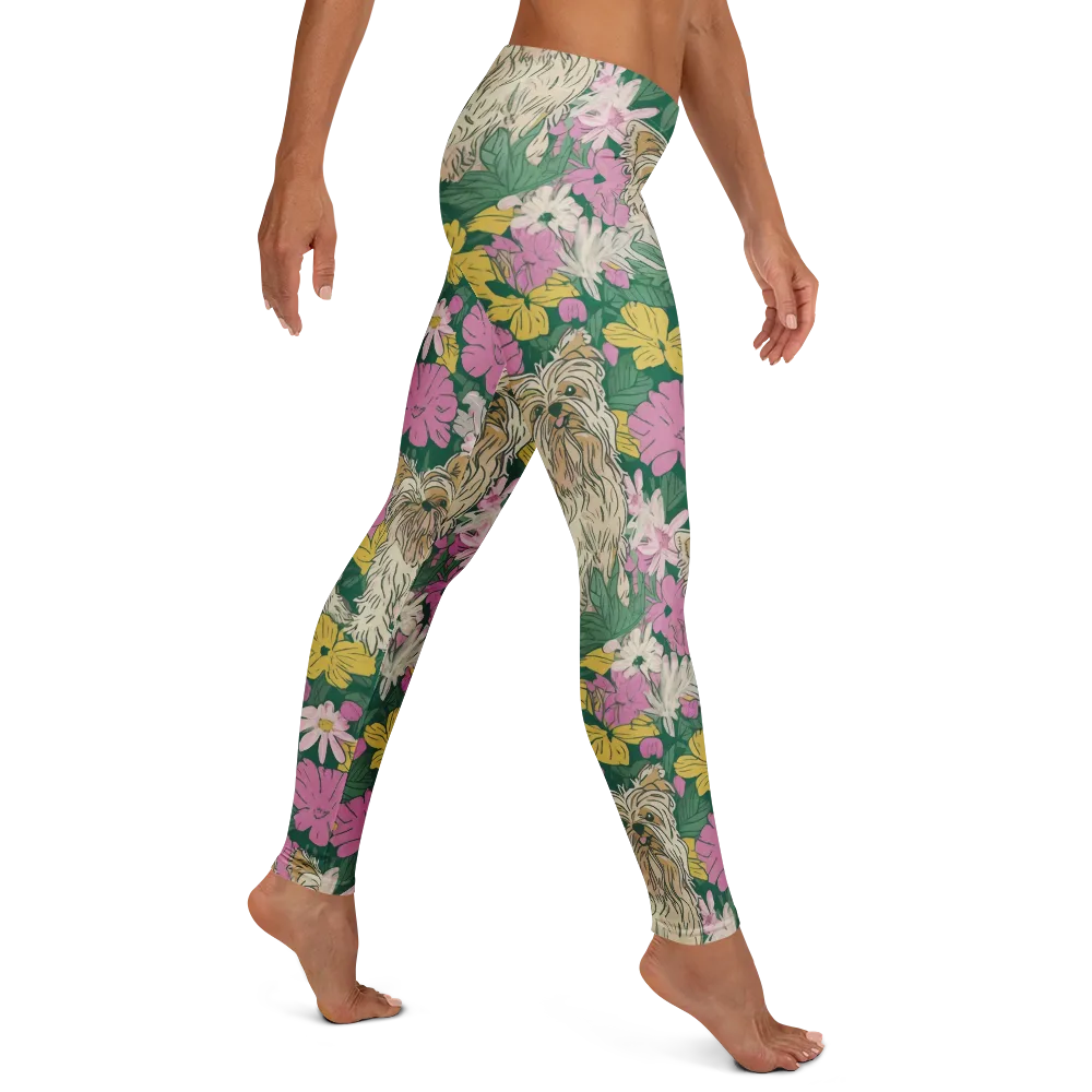Garden Yorkies on Leggings — Right