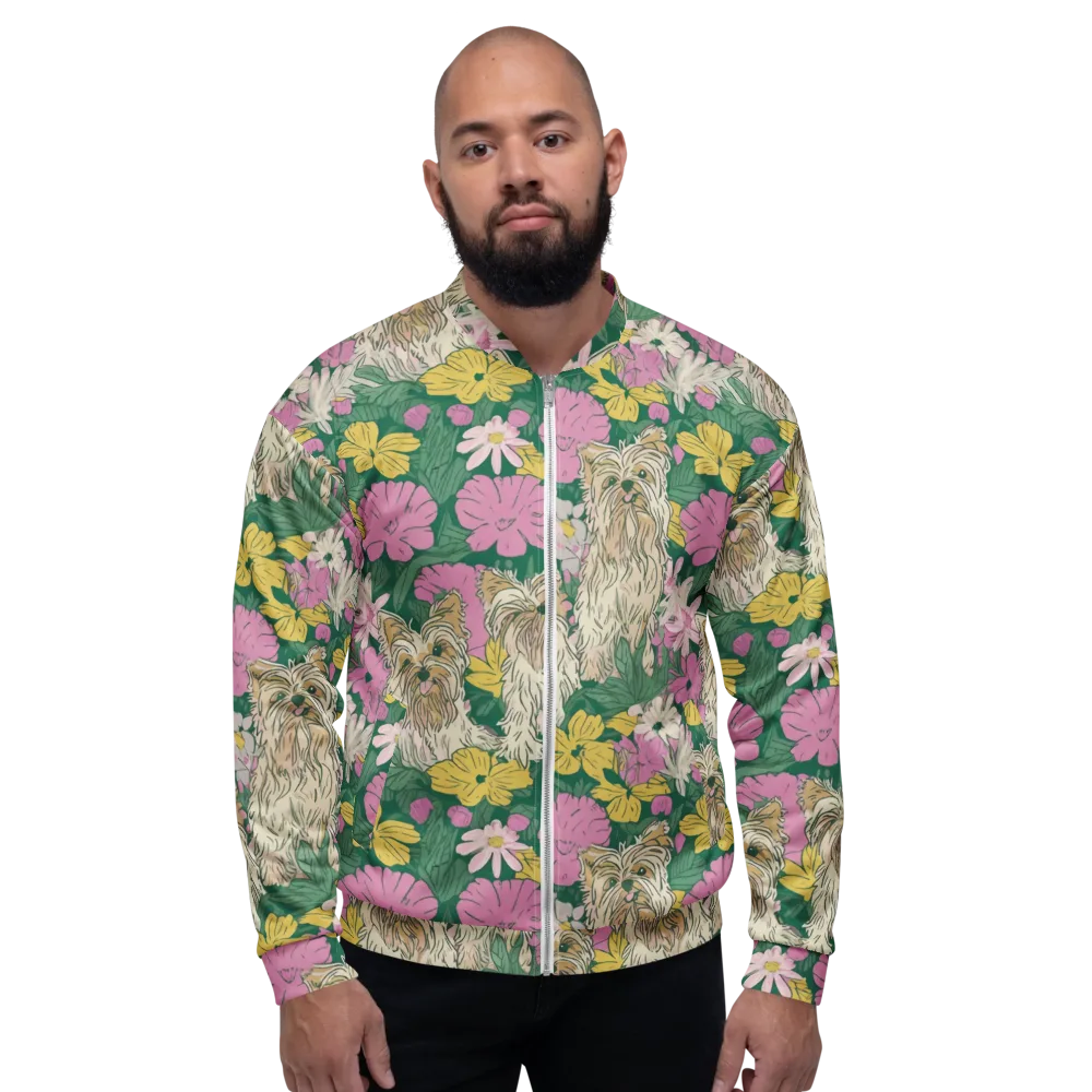 Garden Yorkies on Bomber Jacket — Front