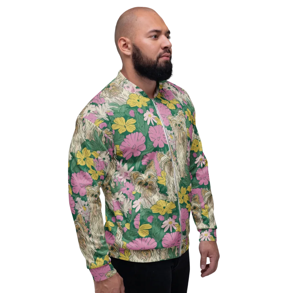 Garden Yorkies on Bomber Jacket — Right