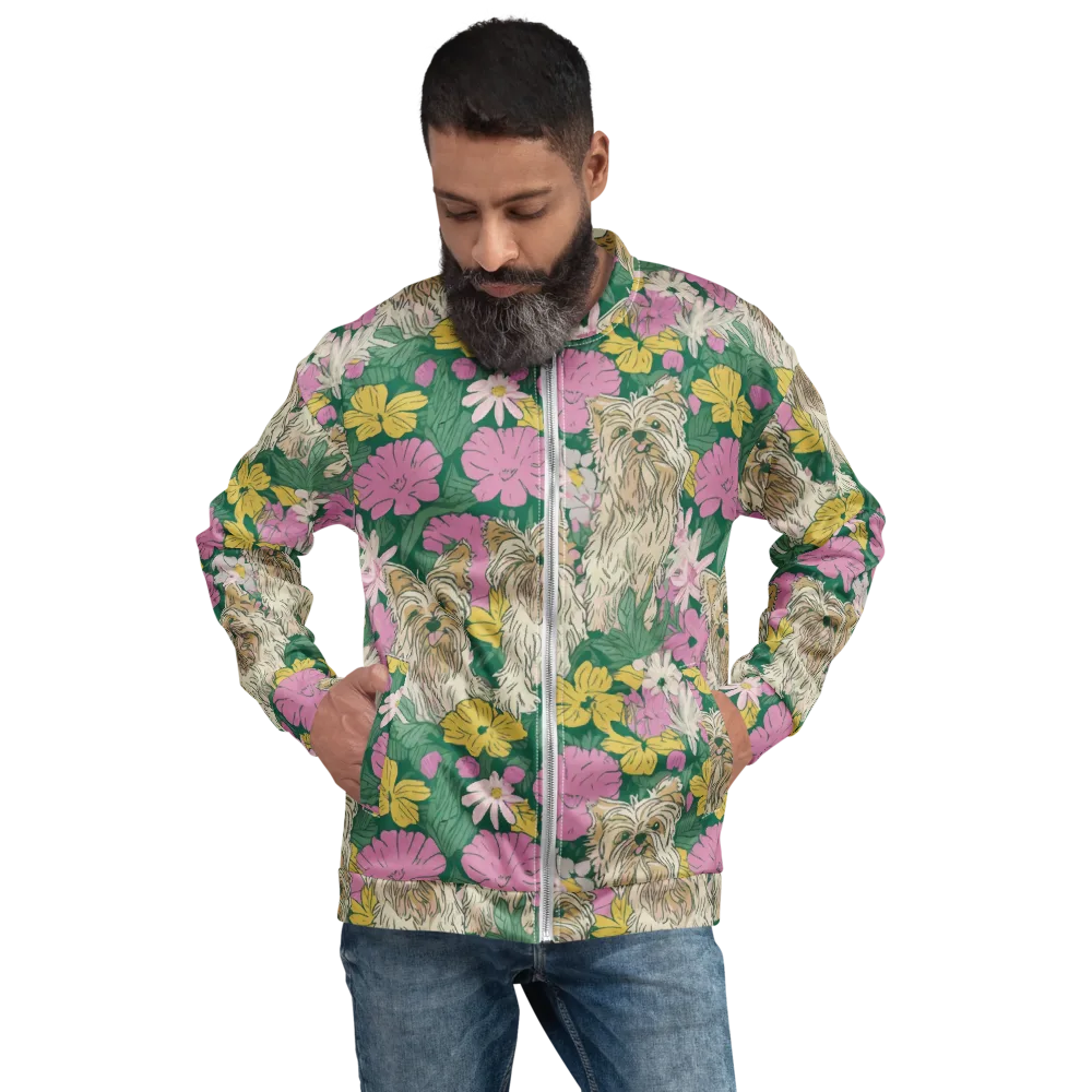 Garden Yorkies on Bomber Jacket — Front