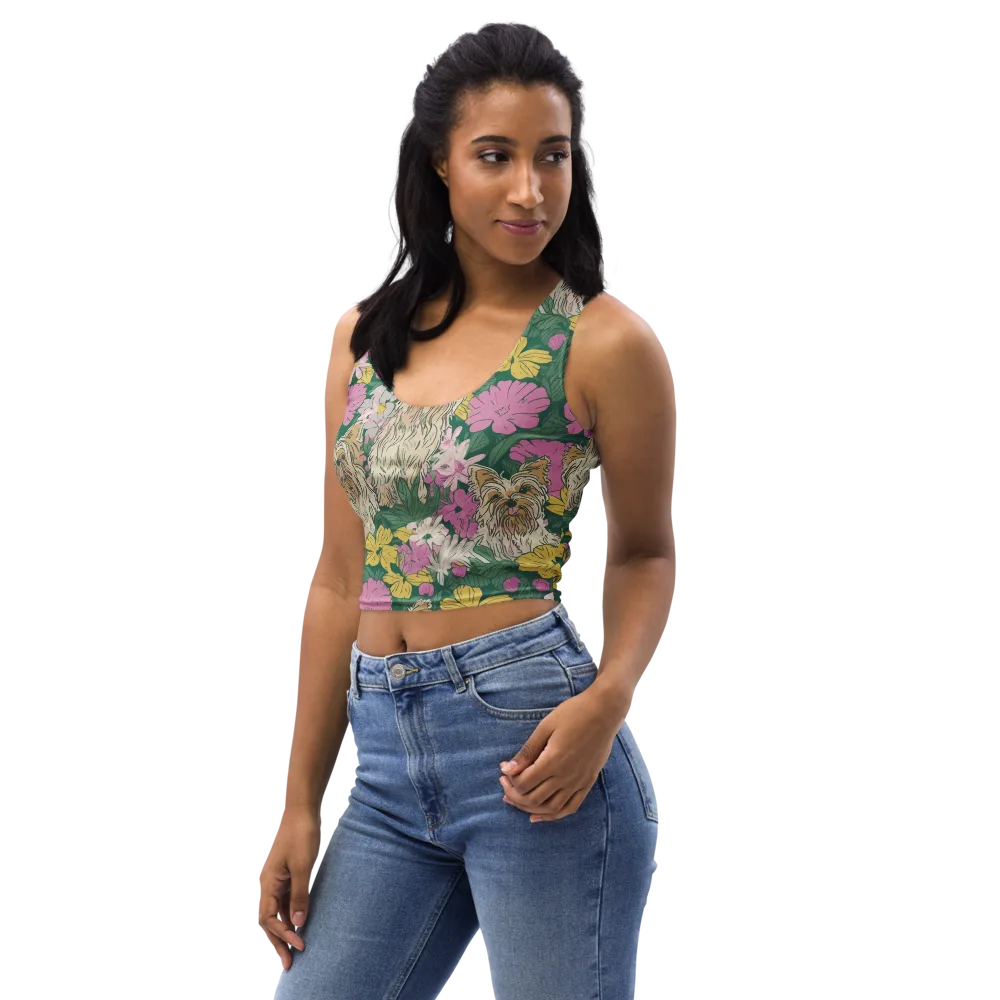 Garden Yorkies on Crop Top — Left Front