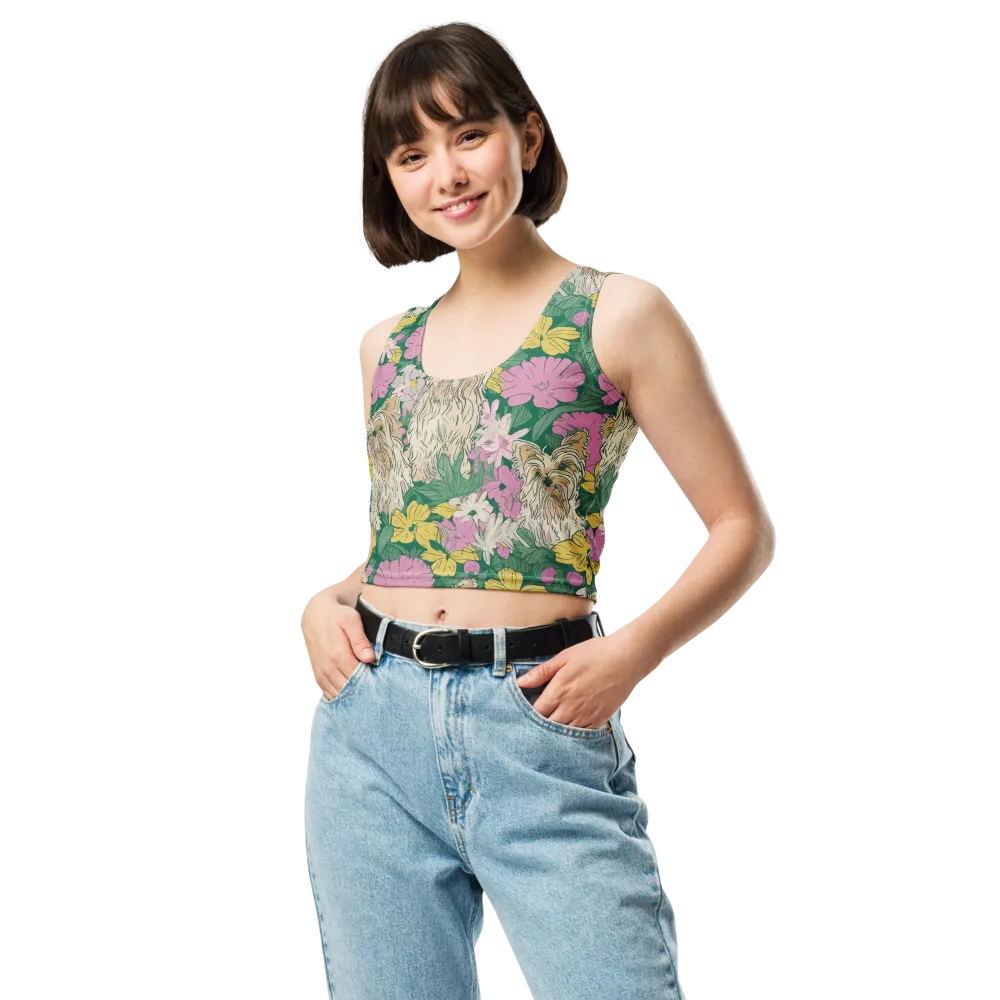 Garden Yorkies on Crop Top — Front