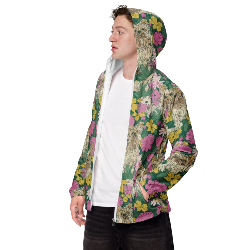 Garden Yorkies on Men's Windbreaker — Left Front