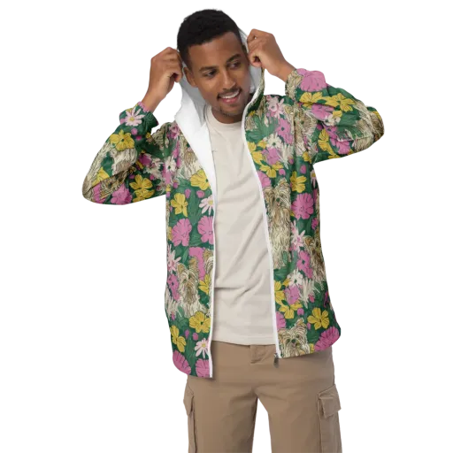 Garden Yorkies on a Men's Windbreaker