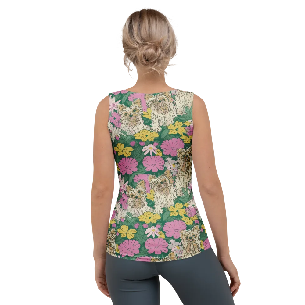 Garden Yorkies on Women's Tank Top — Back